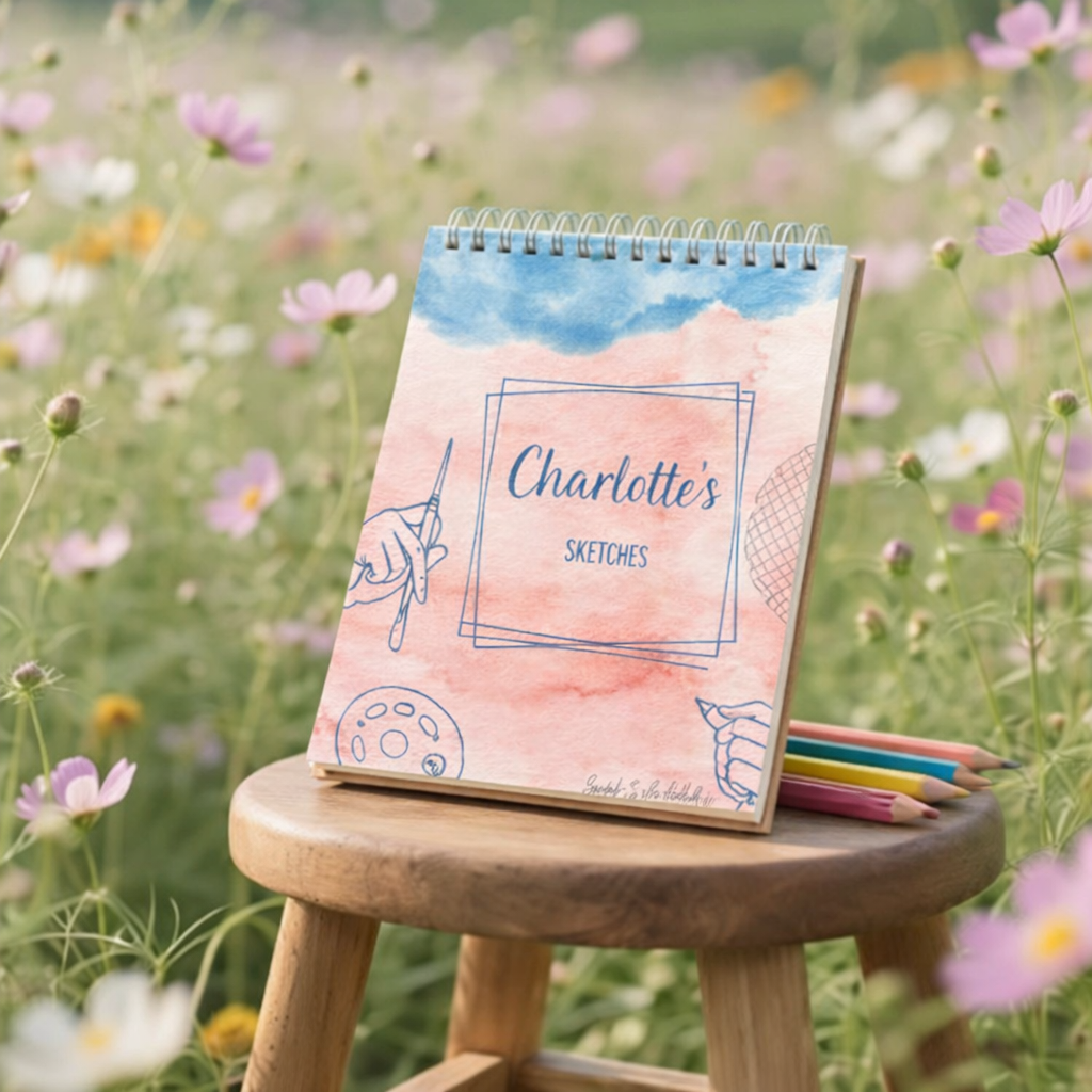 Personalised pink watercolour Sketchbook