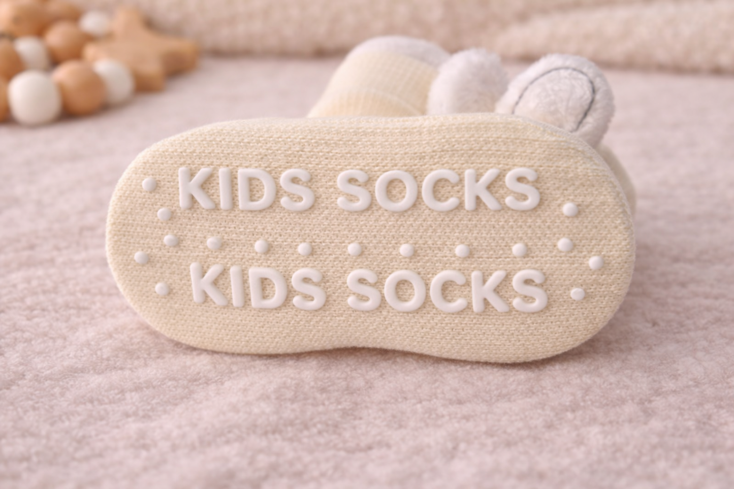 Cream Bunny Non-Slip Baby Socks