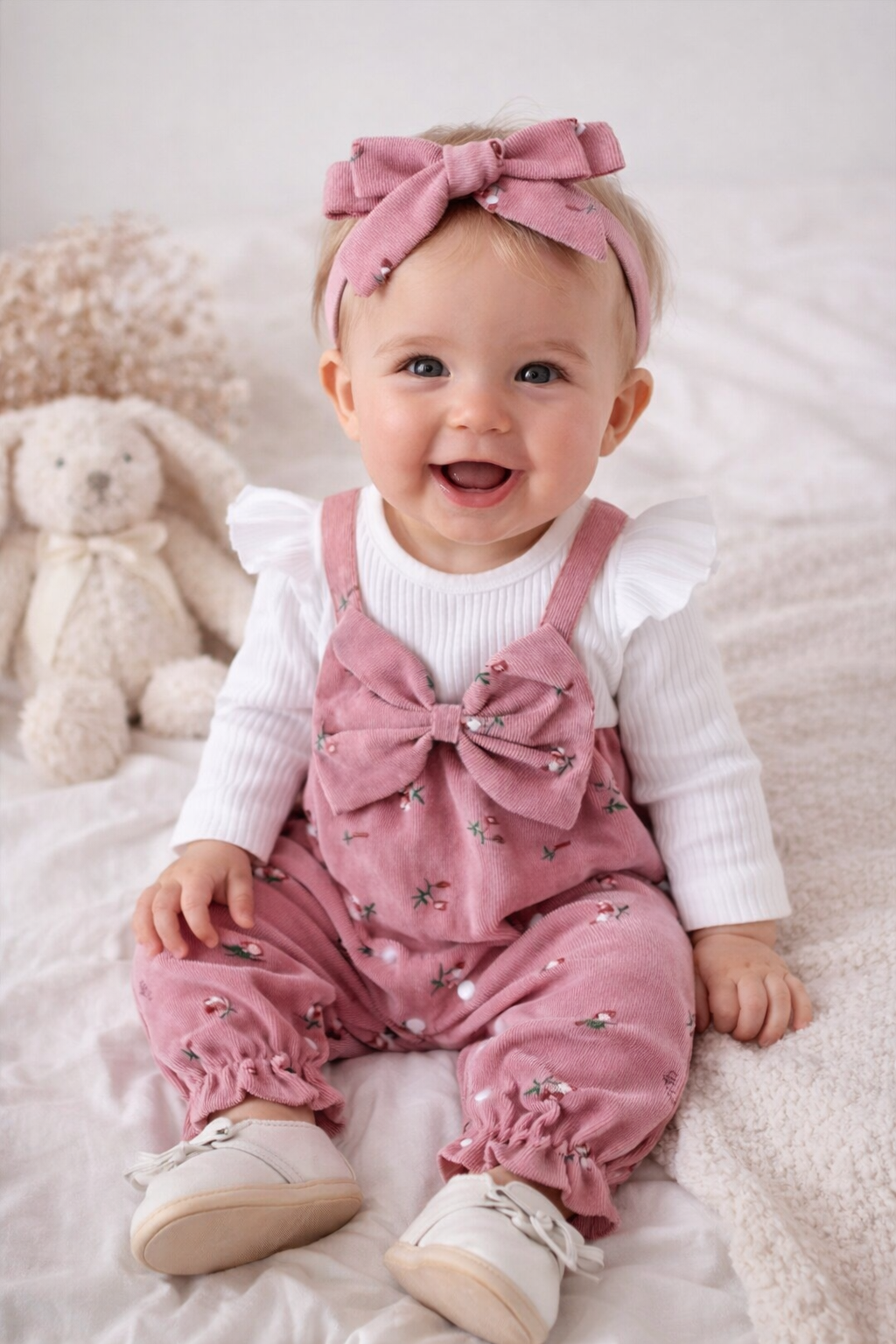 Floral Bow Baby Girl 3 Piece Outfit | 0–3 Months