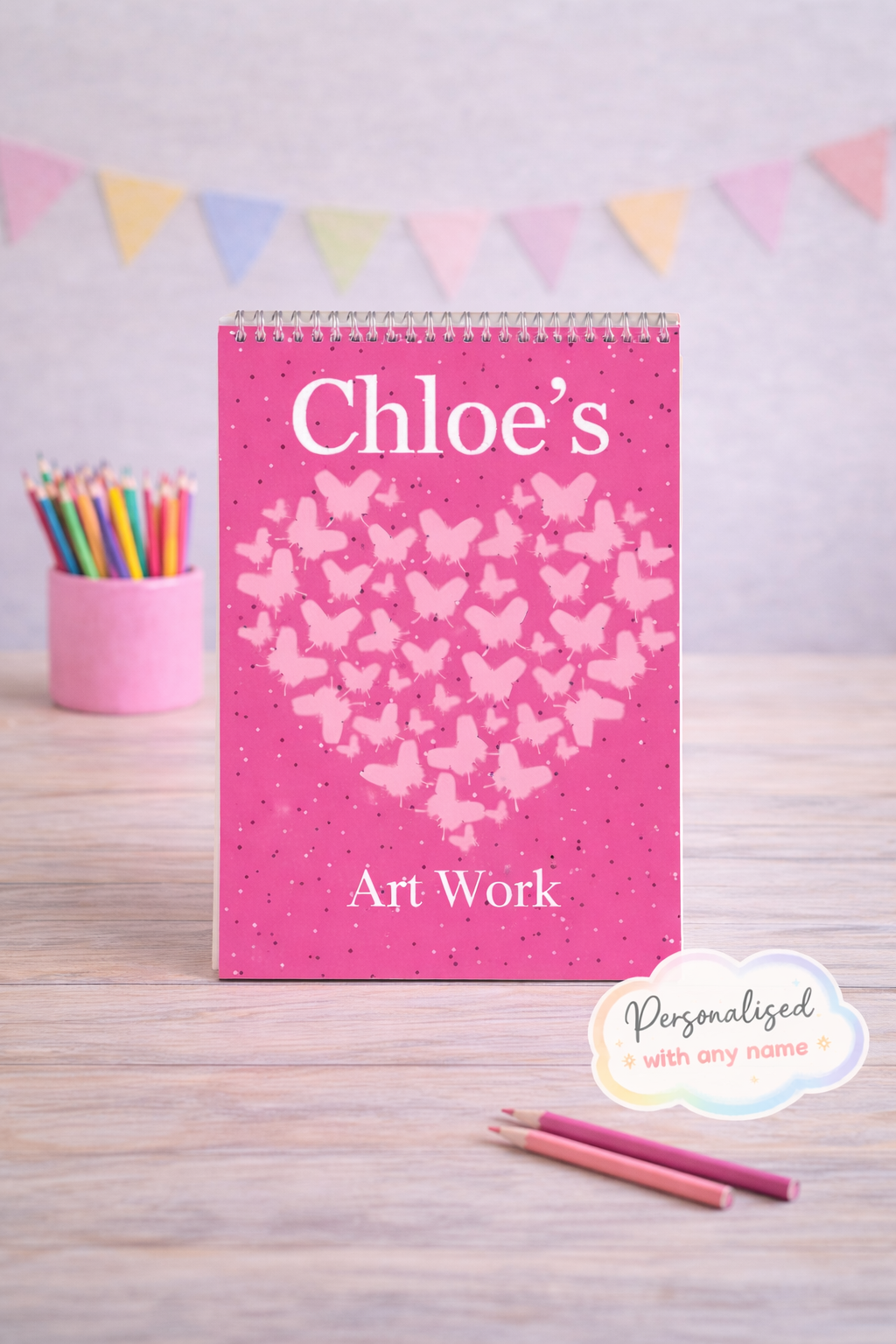 Personalised Pink Butterfly Sketchbook