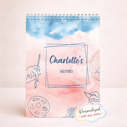 Personalised pink watercolour Sketchbook