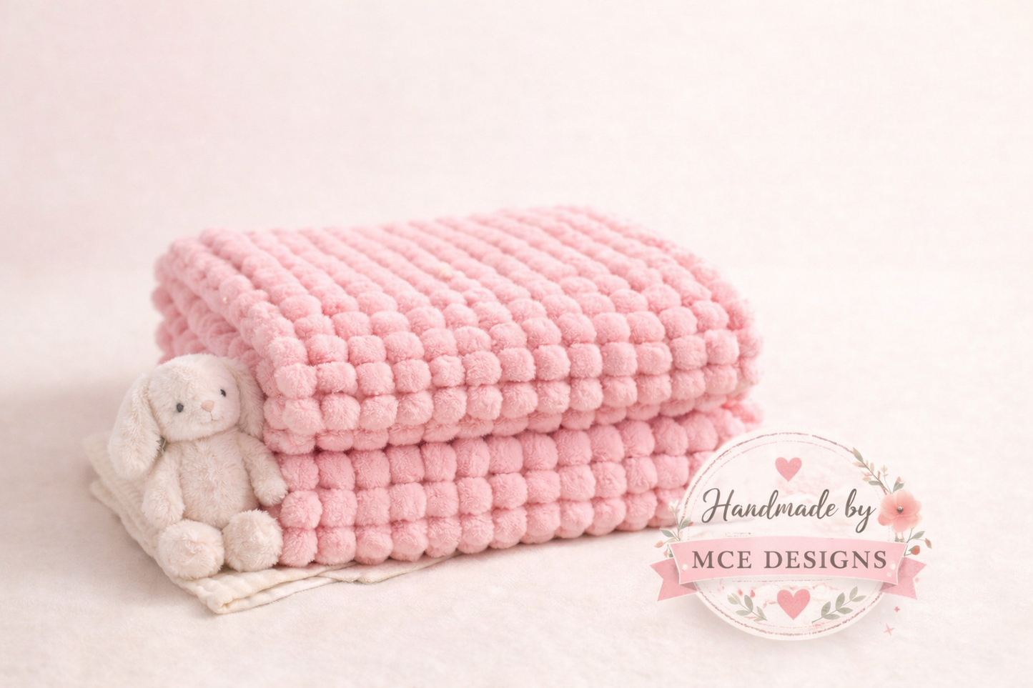 Handmade Pink Pompom Baby Blanket