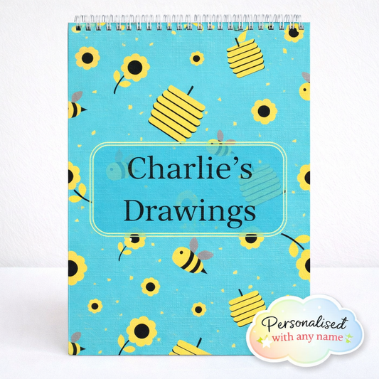 Personalised Bee (Blue) Sketchbook