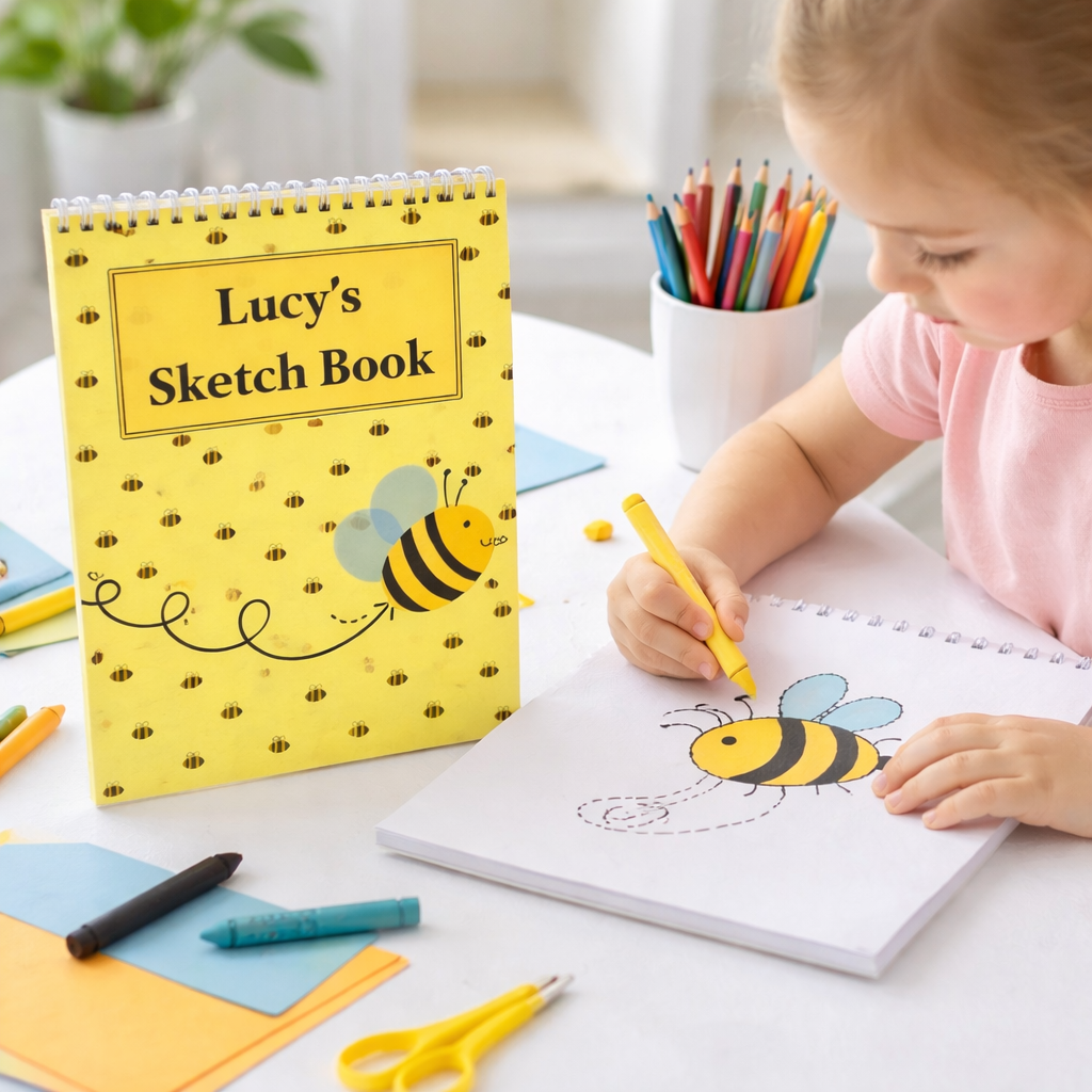 Personalised Bee (Yellow) Sketchbook