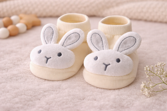 Cream Bunny Non-Slip Baby Socks