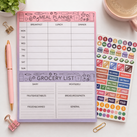 Magnetic Meal Planner & Grocery List Pad