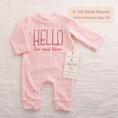 Hello I’m New Here Newborn Set | Soft Textured Baby Outfit & Hat