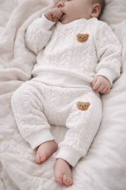 Newborn white Cable Knit Baby Outfit Set