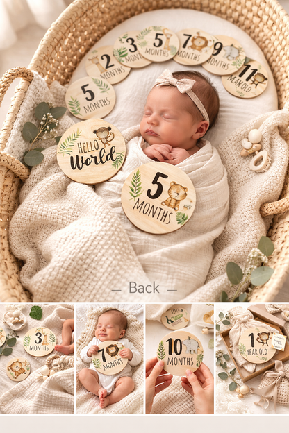 Woodland Baby Milestone Discs | Monthly Photo Props