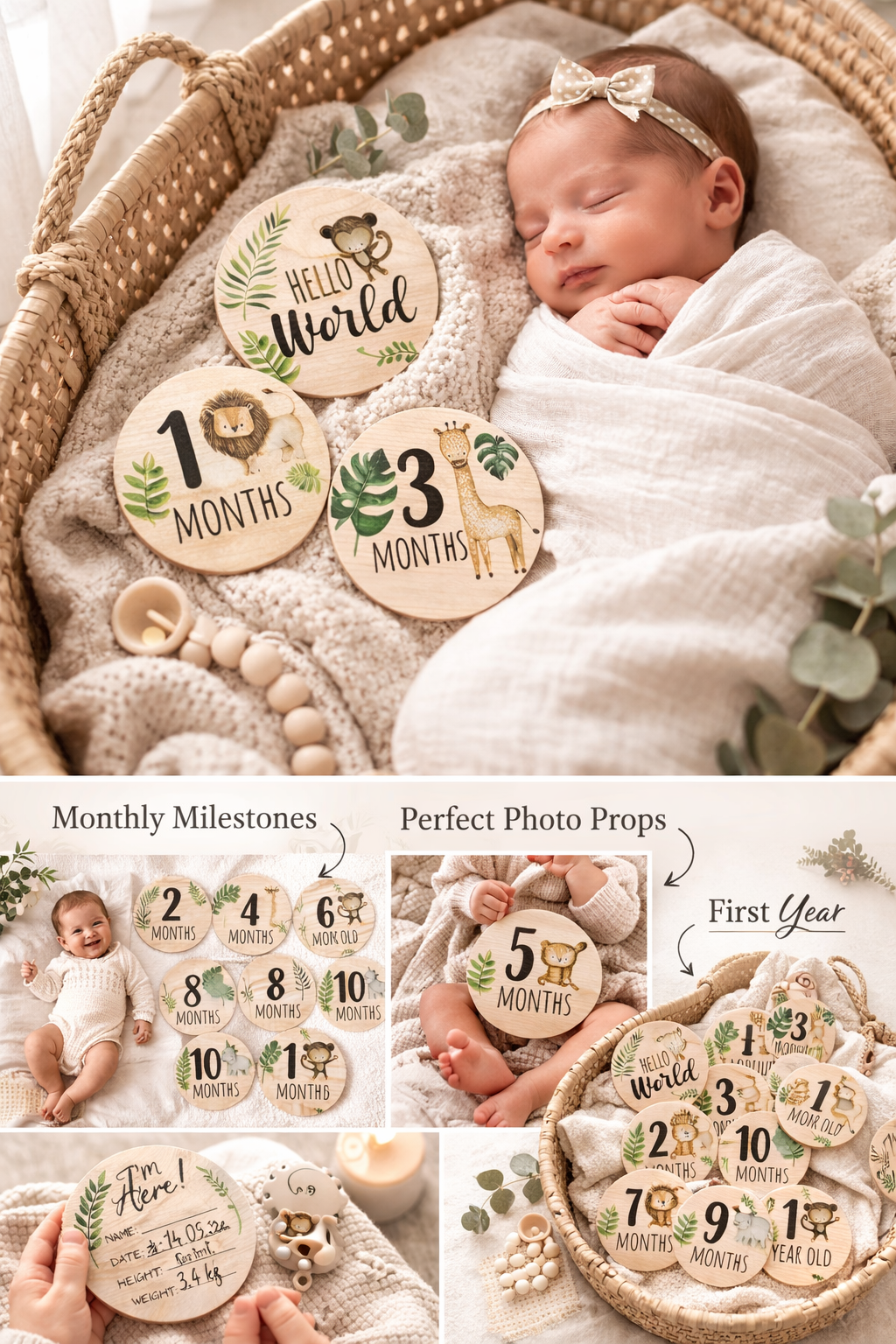 Woodland Baby Milestone Discs | Monthly Photo Props