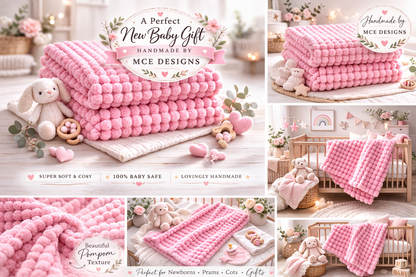 Handmade Pink Pompom Baby Blanket