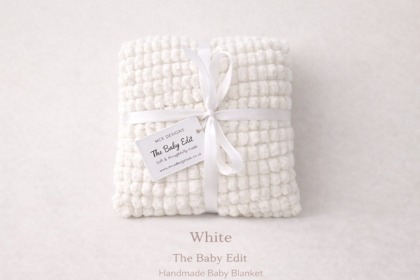 Handmade White Pompom Baby Blanket