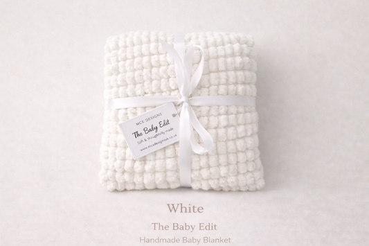 Handmade White Pompom Baby Blanket