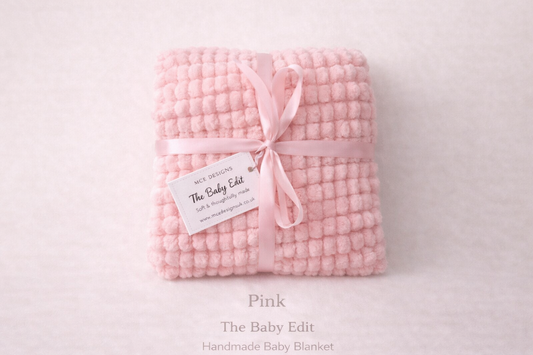 Handmade Pink Pompom Baby Blanket