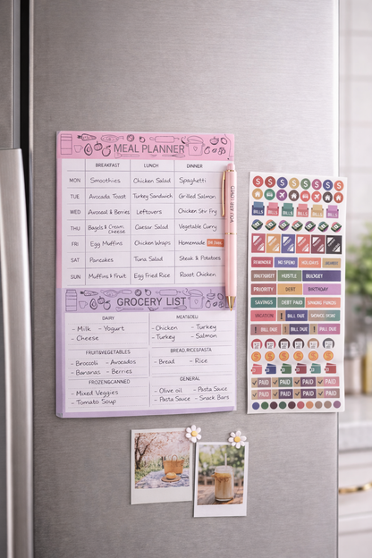 Magnetic Meal Planner & Grocery List Pad