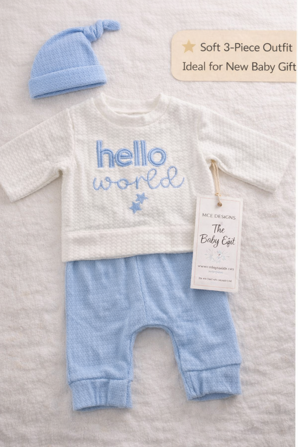 Hello World 3-Piece Newborn Outfit Set