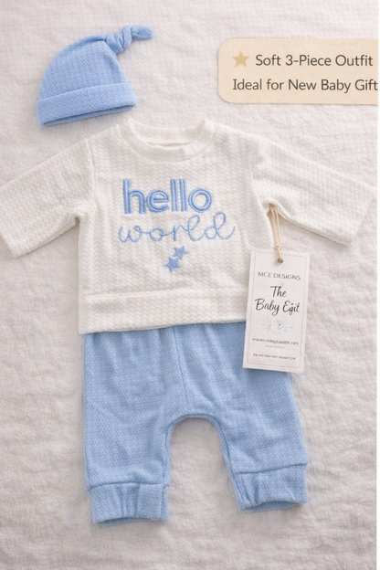 Hello World 3-Piece Newborn Outfit Set