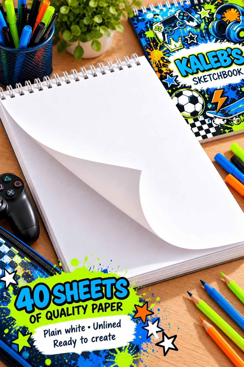 Personalised Gamer Graffiti A4 Sketchbook