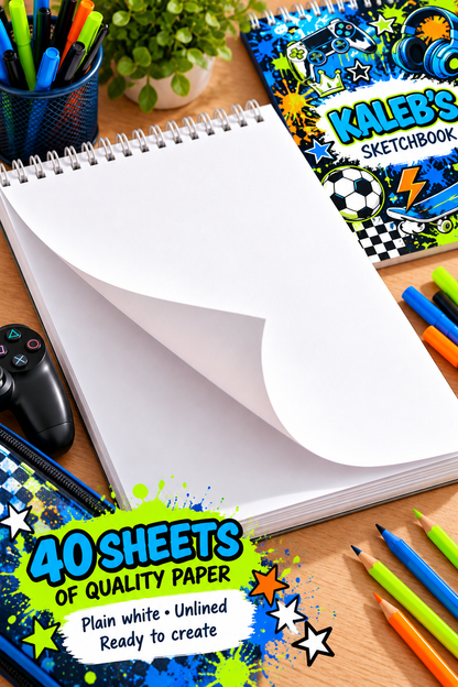 Personalised Gamer Graffiti A4 Sketchbook