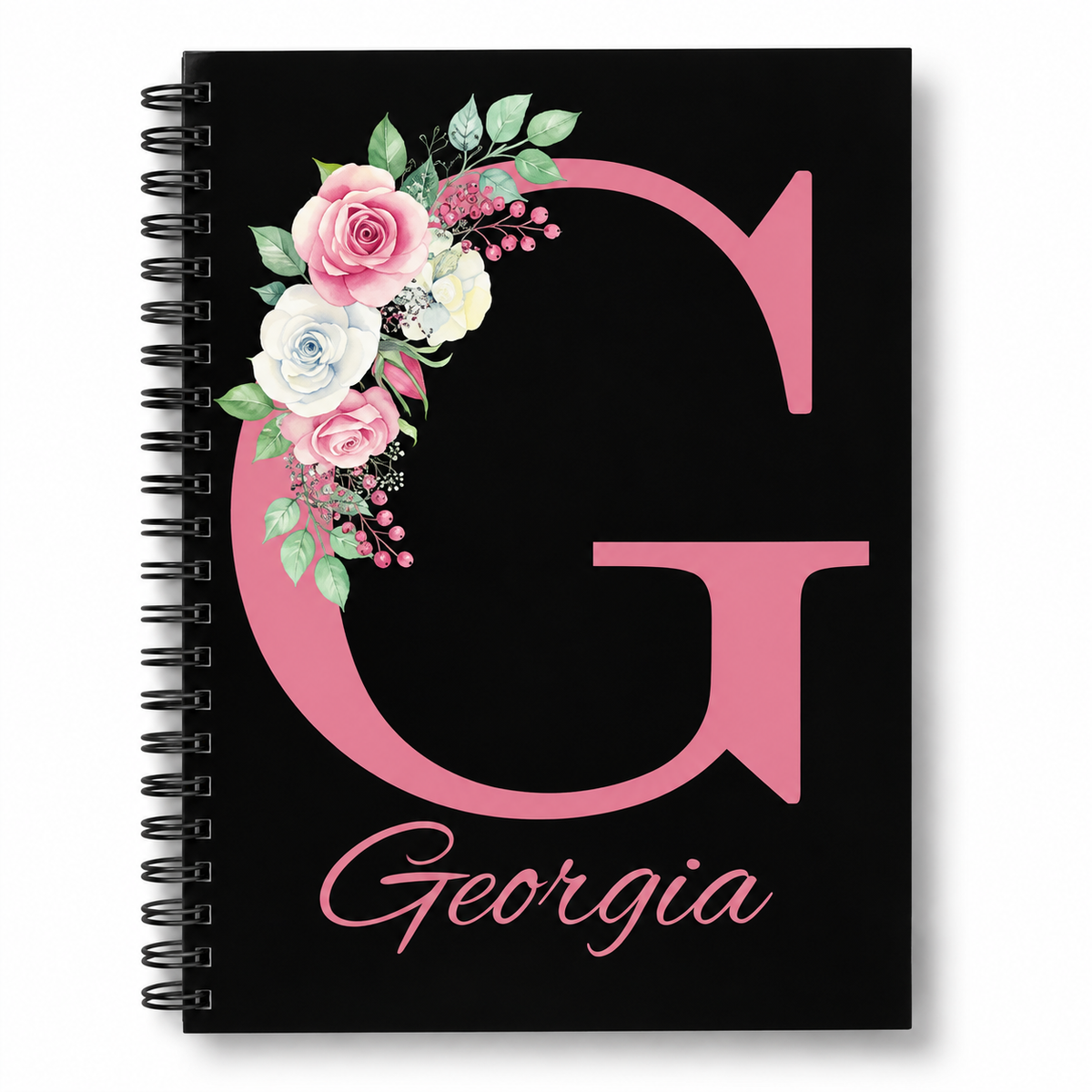 Personalised Floral Initial Notebook | A5 Lined Notebook