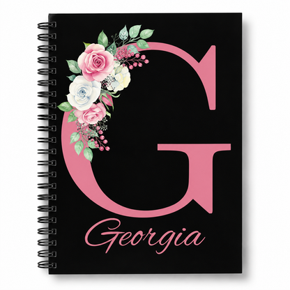 Personalised Floral Initial Notebook | A5 Lined Notebook