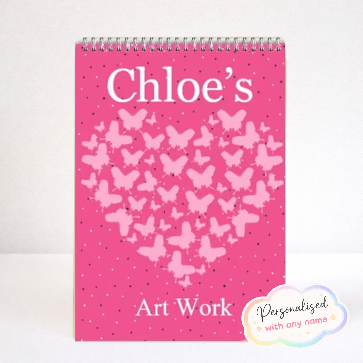Personalised Pink Butterfly Sketchbook