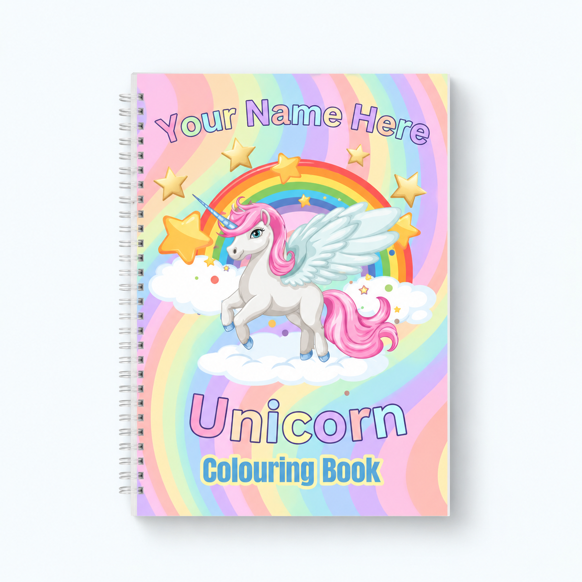 Personalised Unicorn Colouring Book | A4 Kids Activity Book | Custom Name Gift for Girls | Rainbow Unicorn Gift