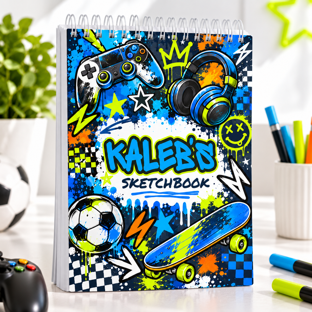 Personalised Gamer Graffiti A4 Sketchbook