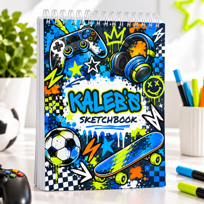 Personalised Gamer Graffiti A4 Sketchbook