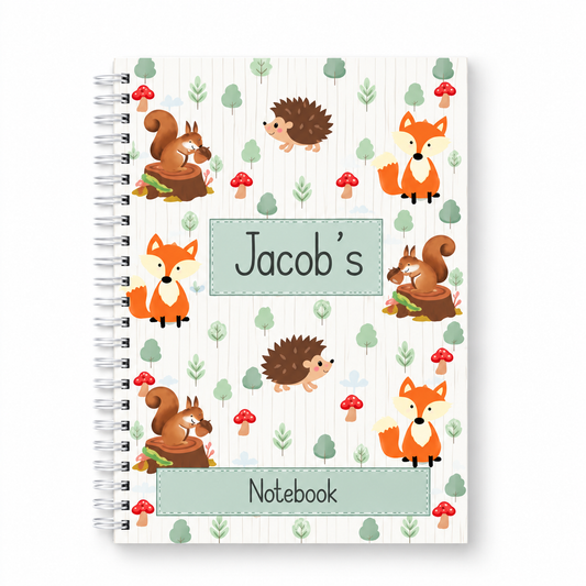 Personalised Woodland Animals Notebook | A5 Lined Notebook