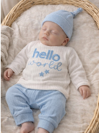 Hello World 3-Piece Newborn Outfit Set