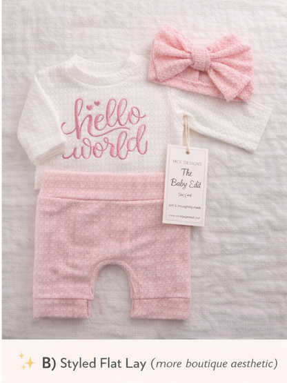 Hello World 3-Piece Newborn Outfit Set